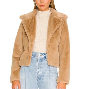 Revolve More To Come Payton Faux Fur Jacket in Beige